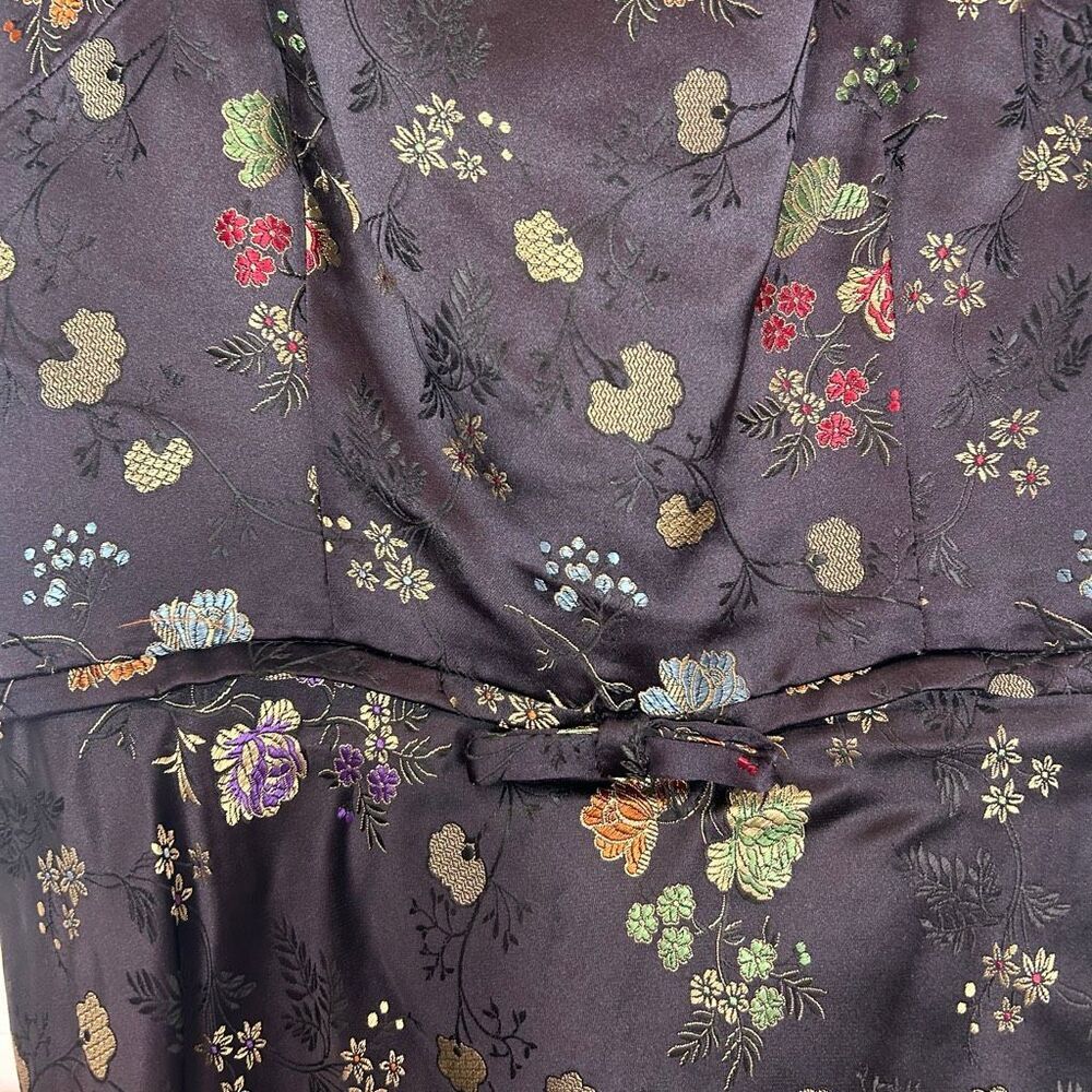 Vintage Yves Cossette Depeche Mode Midi Dress size 6 Black Asian Floral y2k 90s - Picture 15 of 16